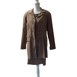 Ultra Dress New York Overcoat Sheath Dress Set Womens Size 14 Brown